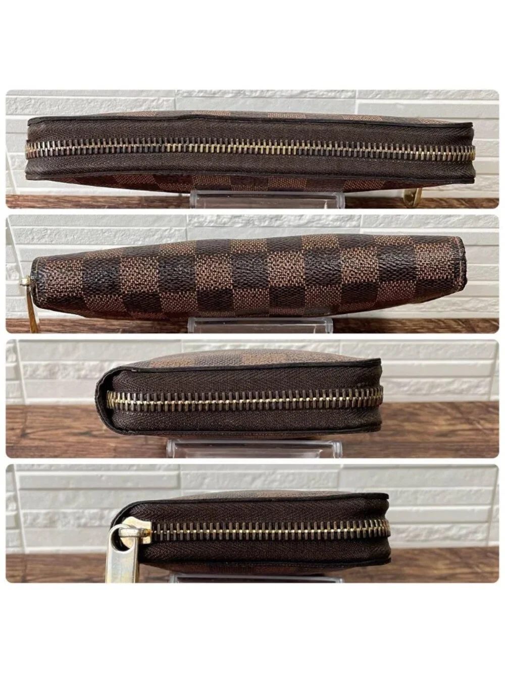 Louis Vuitton Damier Leather Zippy Wallet Brown